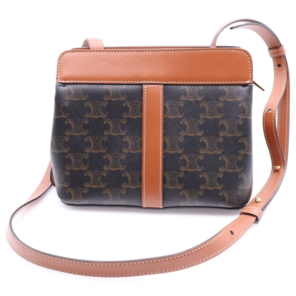 CELINE(セリーヌ) ティーンカバドゥフランス タン トリオンフ ショルダーバッグ ブラウン キャンバス&カーフスキン 191992BZJ