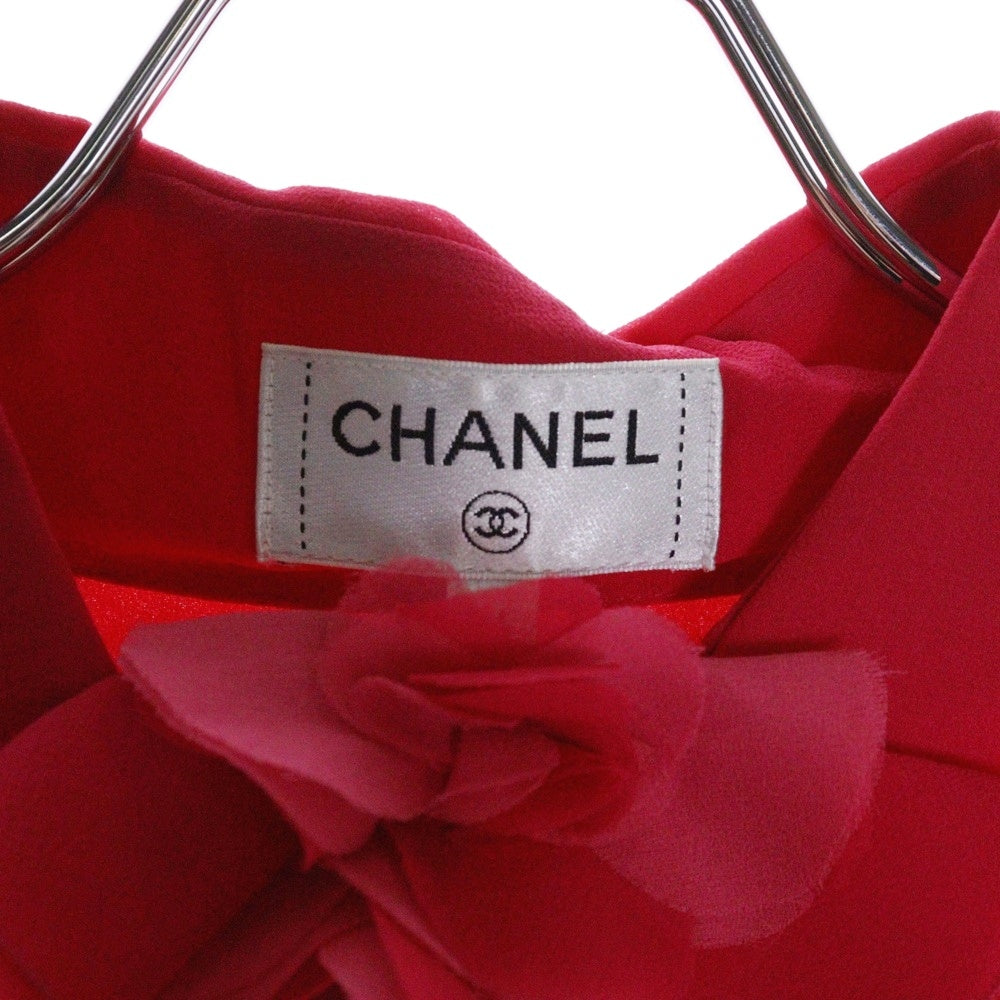 CHANEL(シャネル) カメリア シフォン シルク 長袖 シャツ ブラウス ピンク/レッド レディース P55115V02158