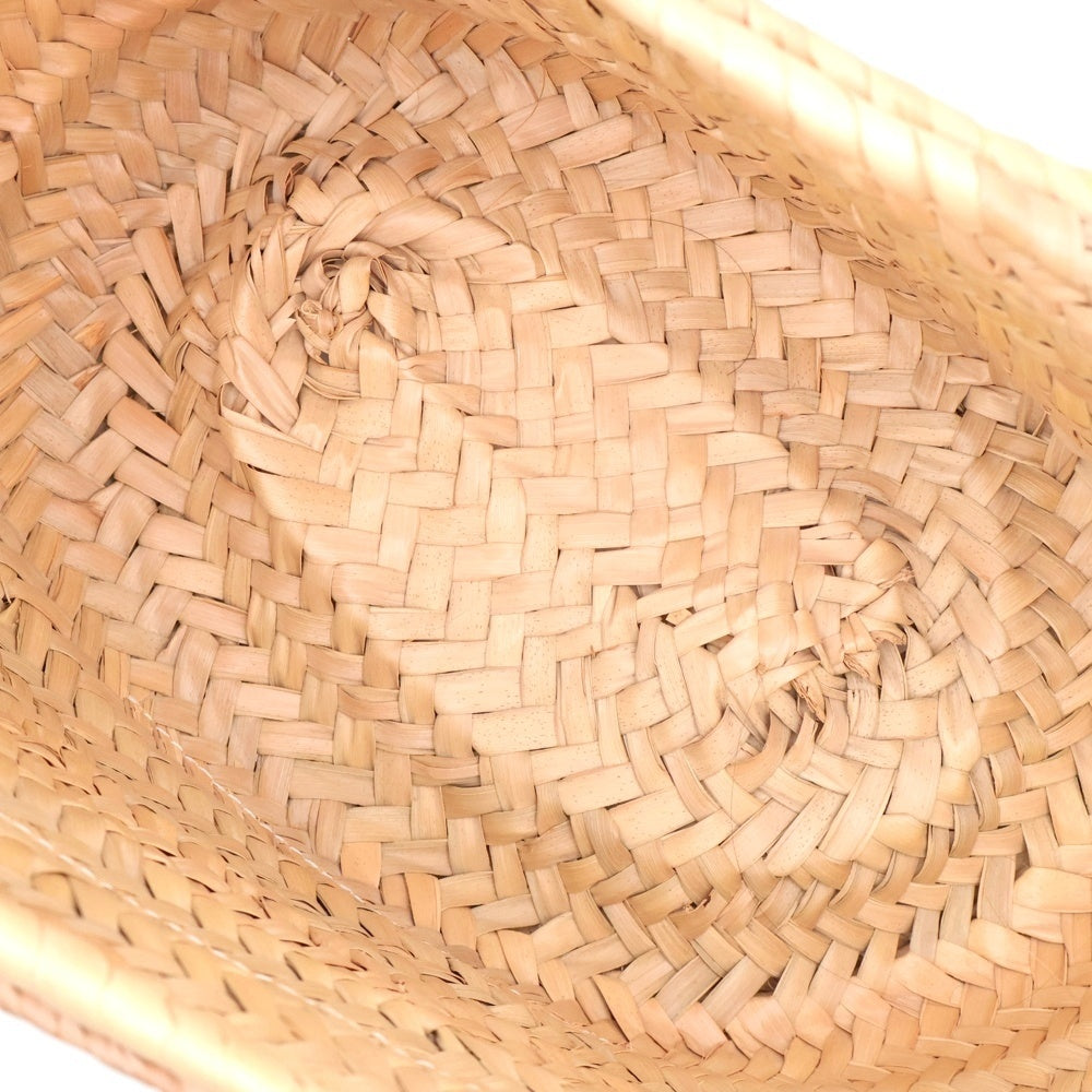LOEWE(ロエベ) かごバッグ バスケットバッグ スモール ハンドバッグ ホワイト×ナチュラル レザー×ヤシの葉 レディース