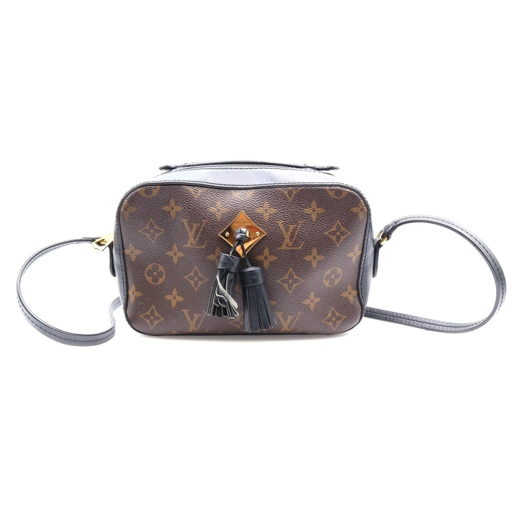 LOUIS VUITTON(ルイヴィトン) モノグラム フリンジ サントンジュ ショルダーバッグ ミニバッグ ブラウン×ネイビー ゴールド金具 ノワール レザー×PVC M43555