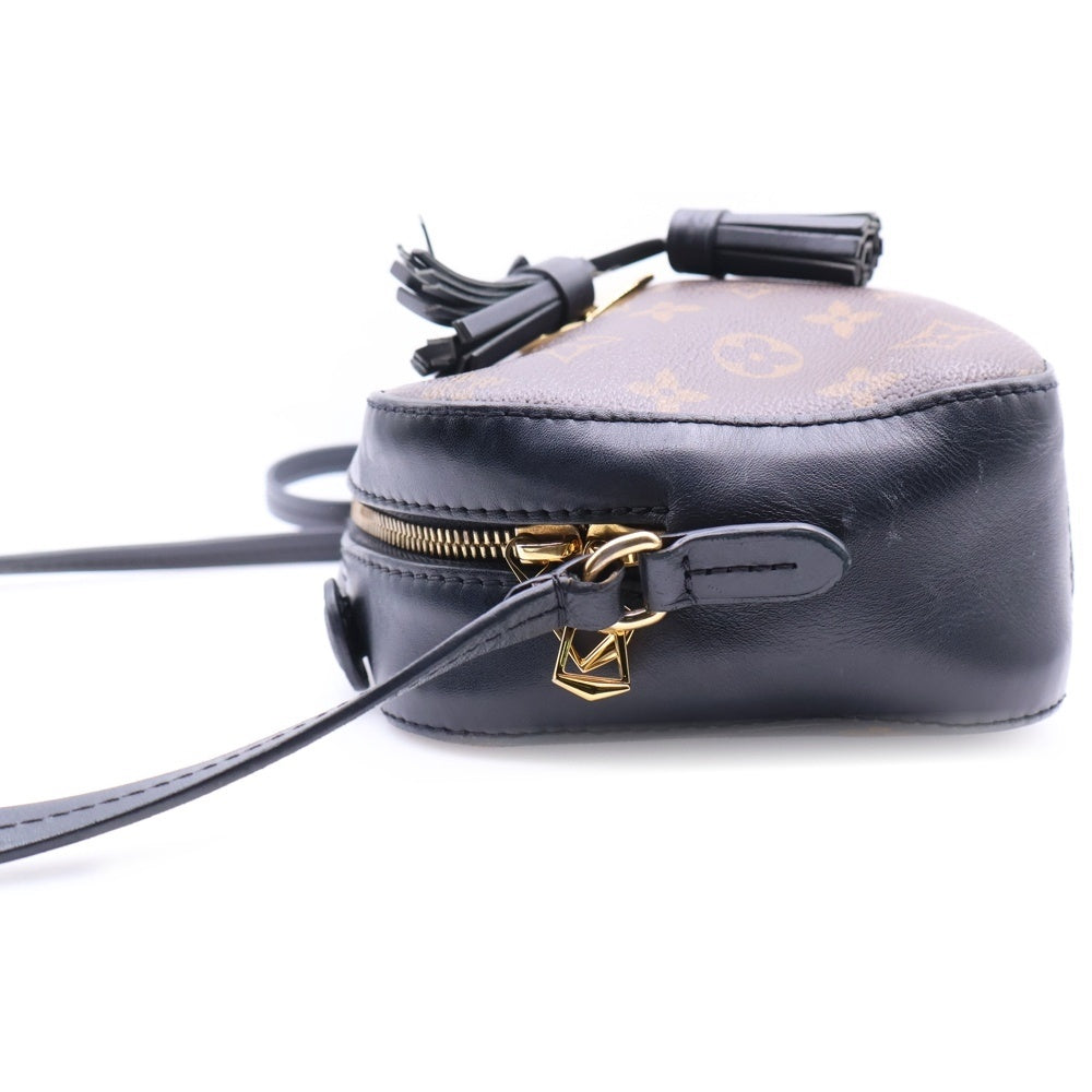 LOUIS VUITTON(ルイヴィトン) モノグラム フリンジ サントンジュ ショルダーバッグ ミニバッグ ブラウン×ネイビー ゴールド金具 ノワール レザー×PVC M43555