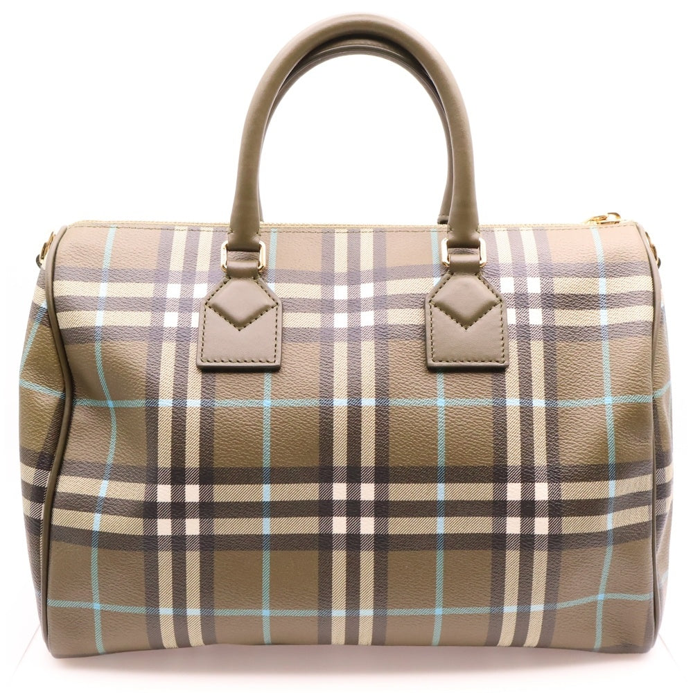 BURBERRY(バーバリー) ヴィンテージチェック ボストンバッグ ハンドバッグ ゴールド金具 ボウリングバッグ オリーブグリーン ゴールド金具 8074511