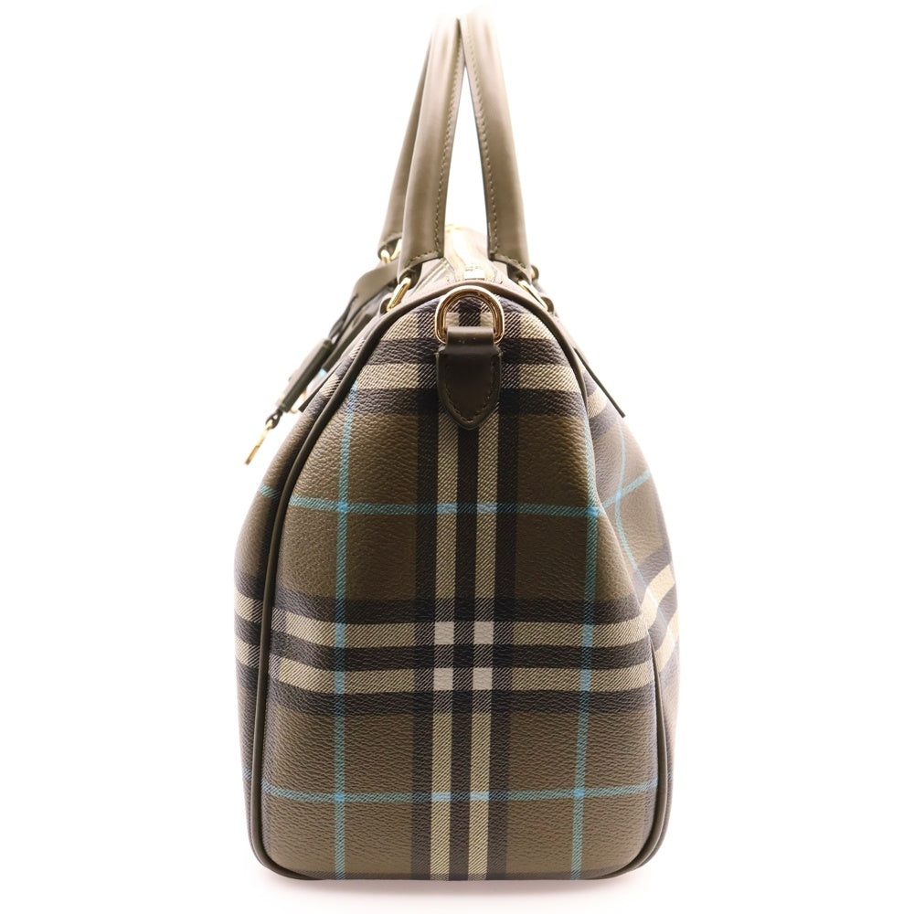 BURBERRY(バーバリー) ヴィンテージチェック ボストンバッグ ハンドバッグ ゴールド金具 ボウリングバッグ オリーブグリーン ゴールド金具 8074511