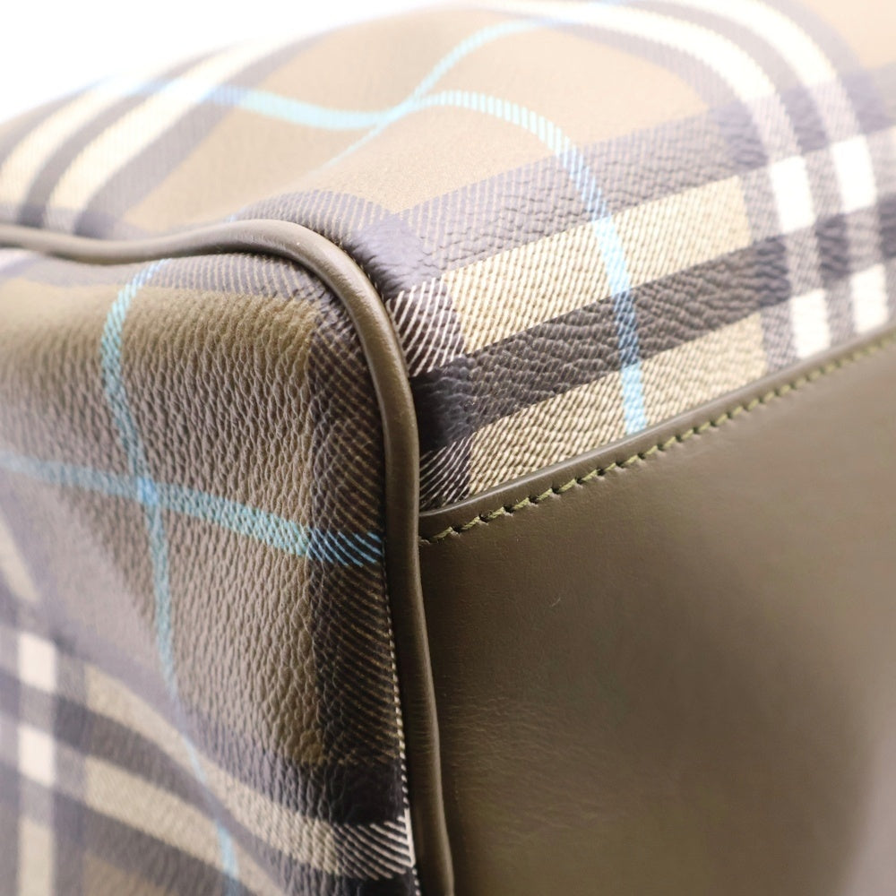 BURBERRY(バーバリー) ヴィンテージチェック ボストンバッグ ハンドバッグ ゴールド金具 ボウリングバッグ オリーブグリーン ゴールド金具 8074511