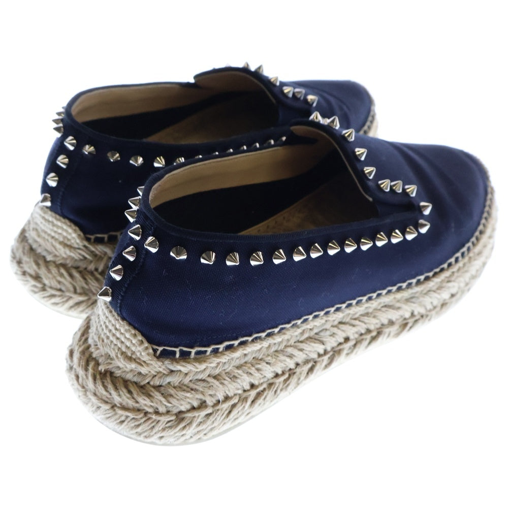 CHRISTIAN LOUBOUTIN(クリスチャンルブタン) ESPABOAT FLAT エスパドリーユ スパイクスタッズ ローカットシューズ スニーカー ネイビー/ベージュ レディース 3210486