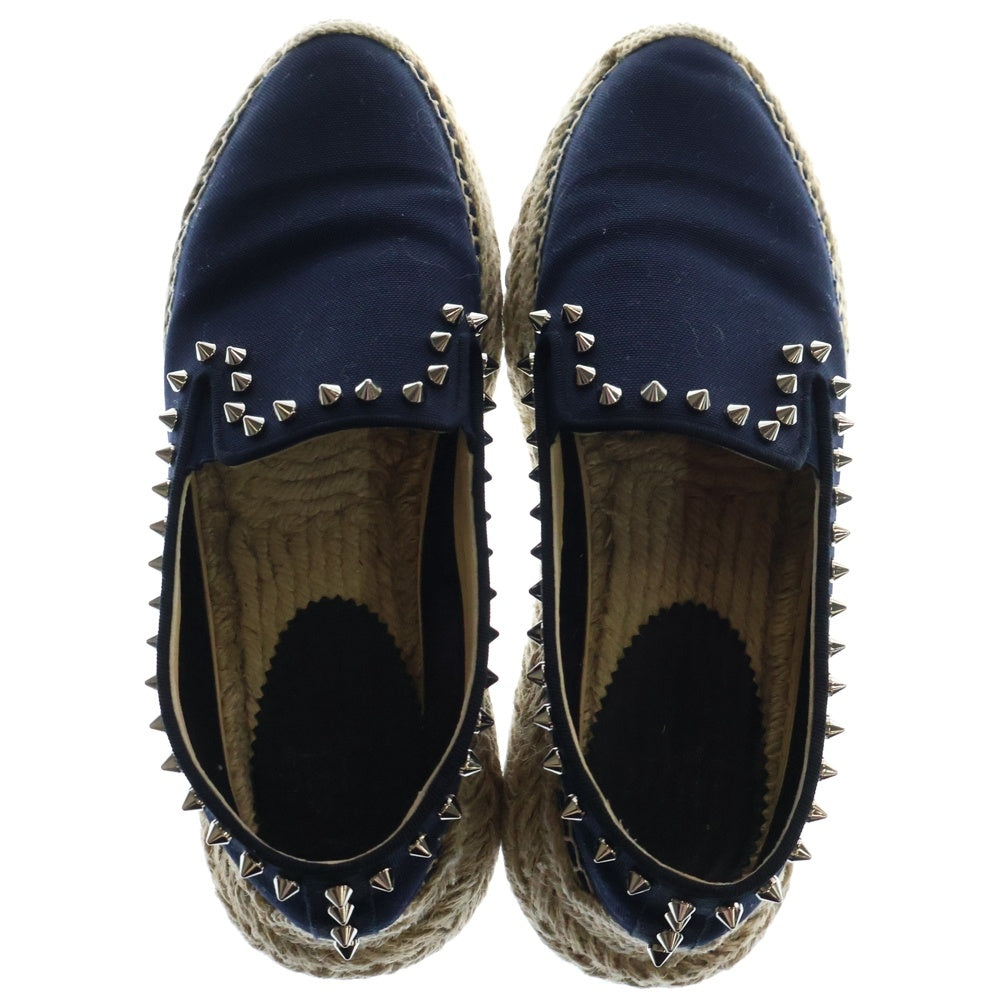 CHRISTIAN LOUBOUTIN(クリスチャンルブタン) ESPABOAT FLAT エスパドリーユ スパイクスタッズ ローカットシューズ スニーカー ネイビー/ベージュ レディース 3210486
