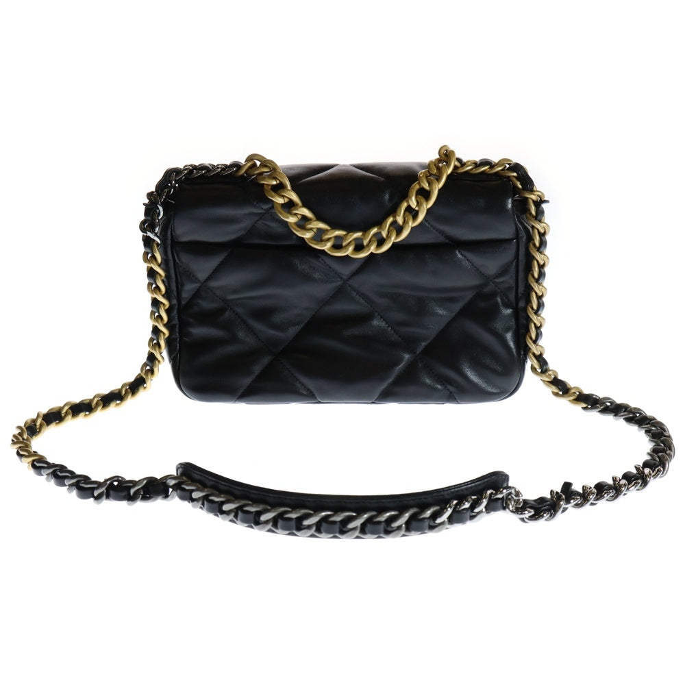 CHANEL(シャネル) シャネル19 マトラッセ チェーン ショルダーバッグ ブラック ラムスキン ゴールド×シルバー金具 AS1160