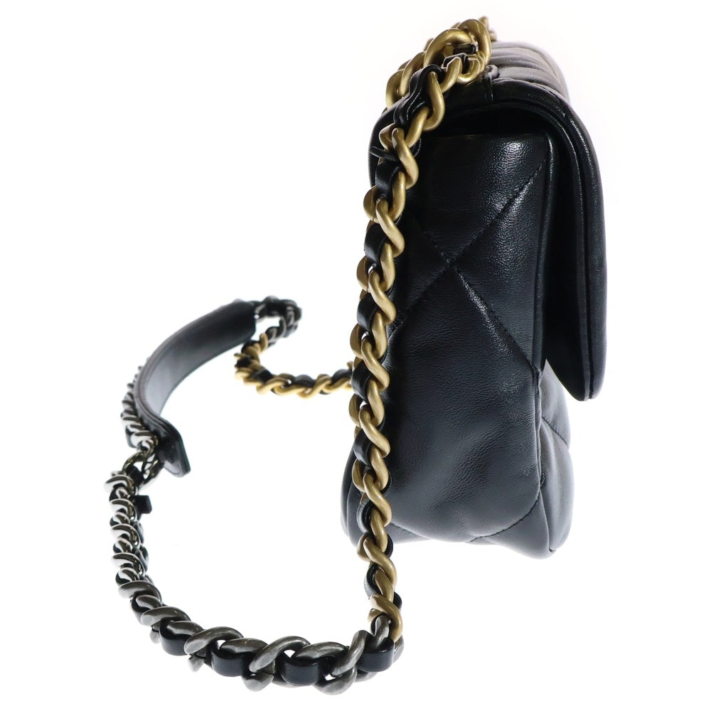 CHANEL(シャネル) シャネル19 マトラッセ チェーン ショルダーバッグ ブラック ラムスキン ゴールド×シルバー金具 AS1160