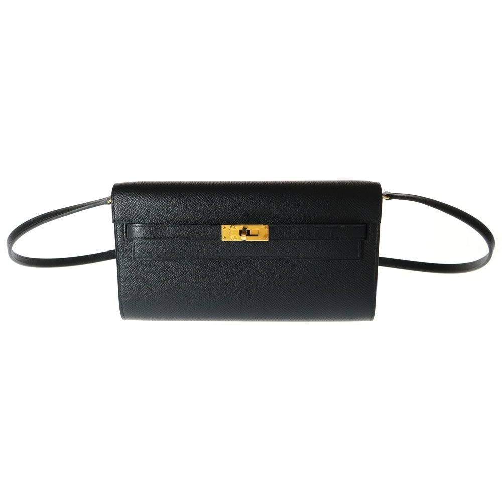 HERMES(エルメス) ケリーウォレット ロング トゥーゴー バンドリエール ブラック エプソン 財布 ショルダーバッグ ゴールド金具 W刻印