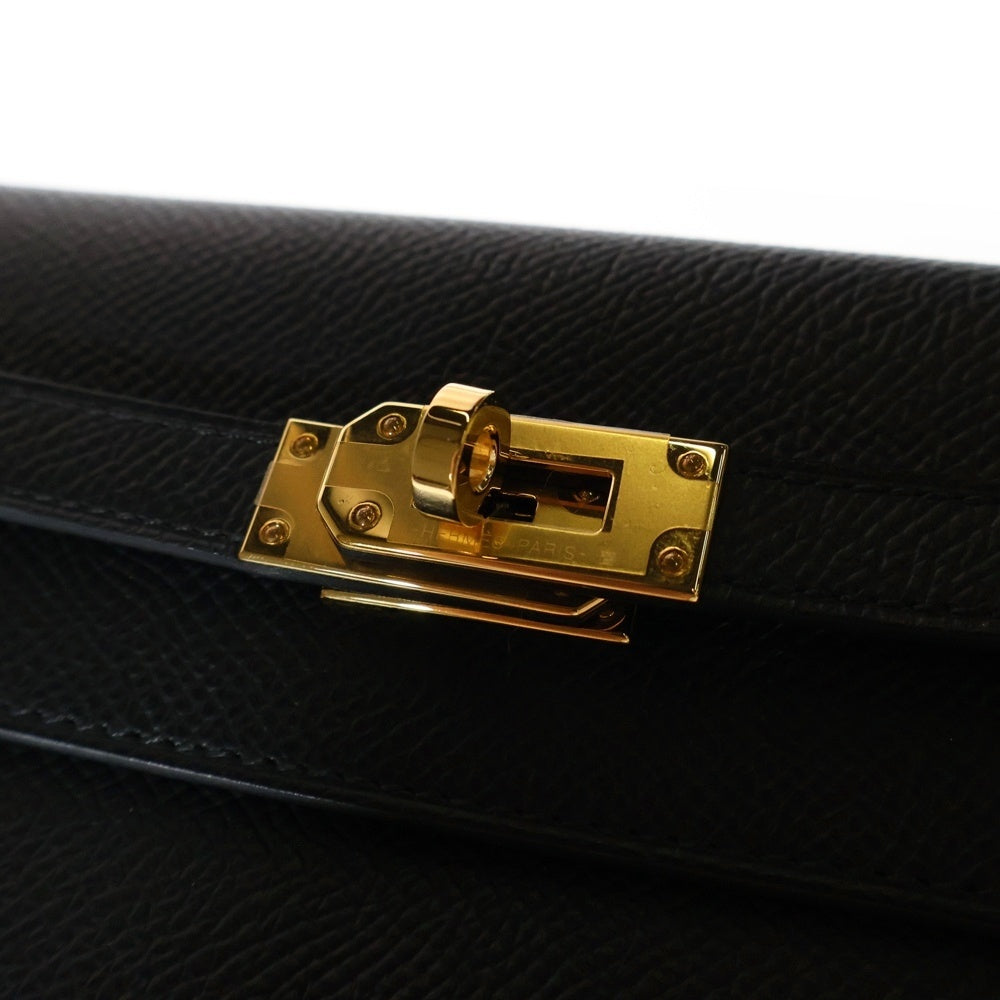 HERMES(エルメス) ケリーウォレット ロング トゥーゴー バンドリエール ブラック エプソン 財布 ショルダーバッグ ゴールド金具 W刻印