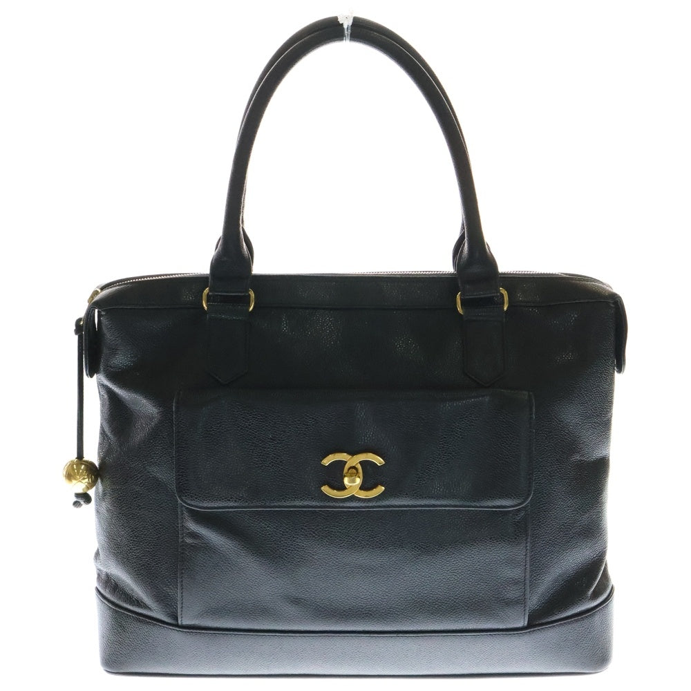 CHANEL(シャネル) ココマーク ターンロック ハンドバッグ ブラック キャビアスキン ゴールド金具