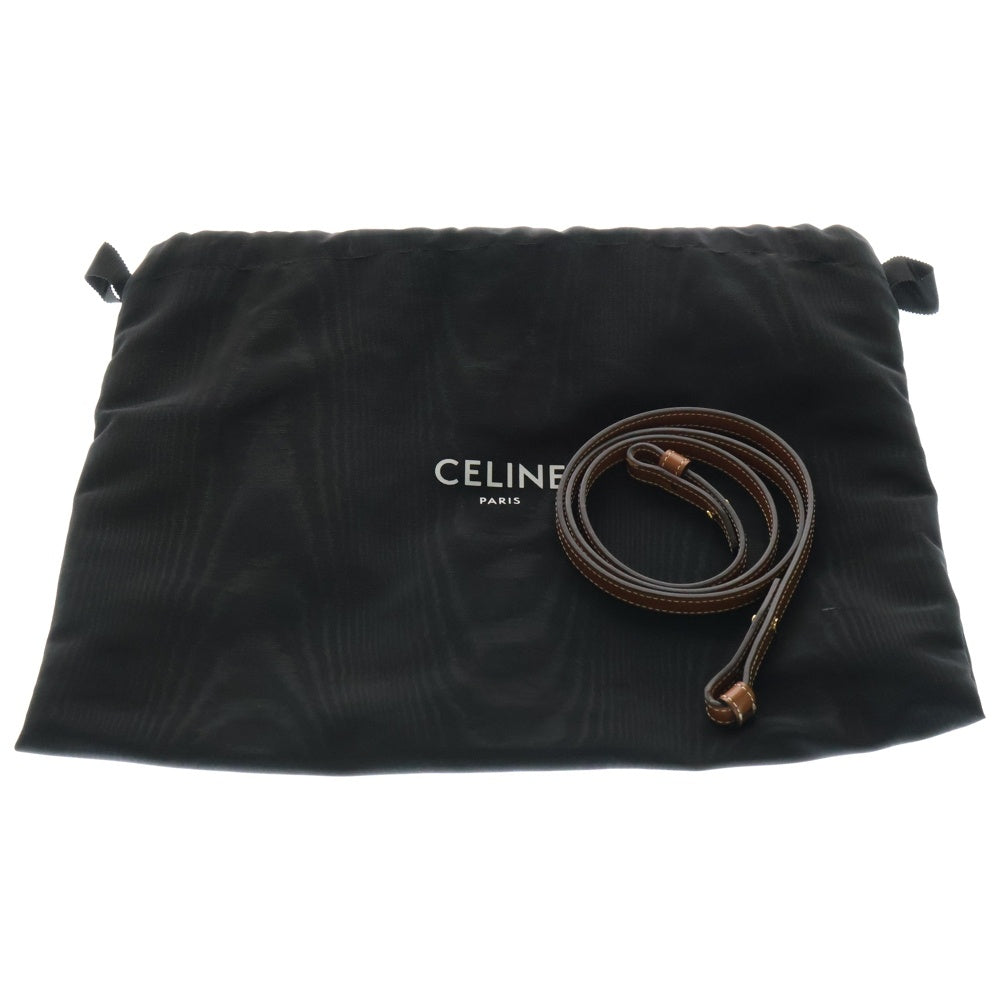 CELINE(セリーヌ) ミニ バーティカルカバ 2WAYバッグ ハンドバッグ ショルダーバッグ ミニトートバッグホワイト×ブラウン PVC×レザー ゴールド金具