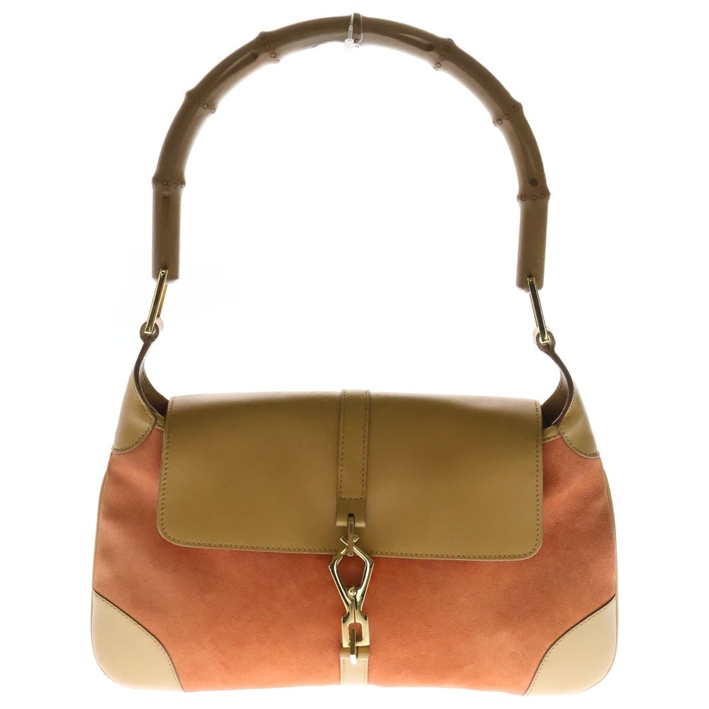 GUCCI(グッチ) バンブー ワンショルダーバッグ ハンドバッグブラウン×オレンジ レザー×スエード ゴールド金具 001 4096 1669