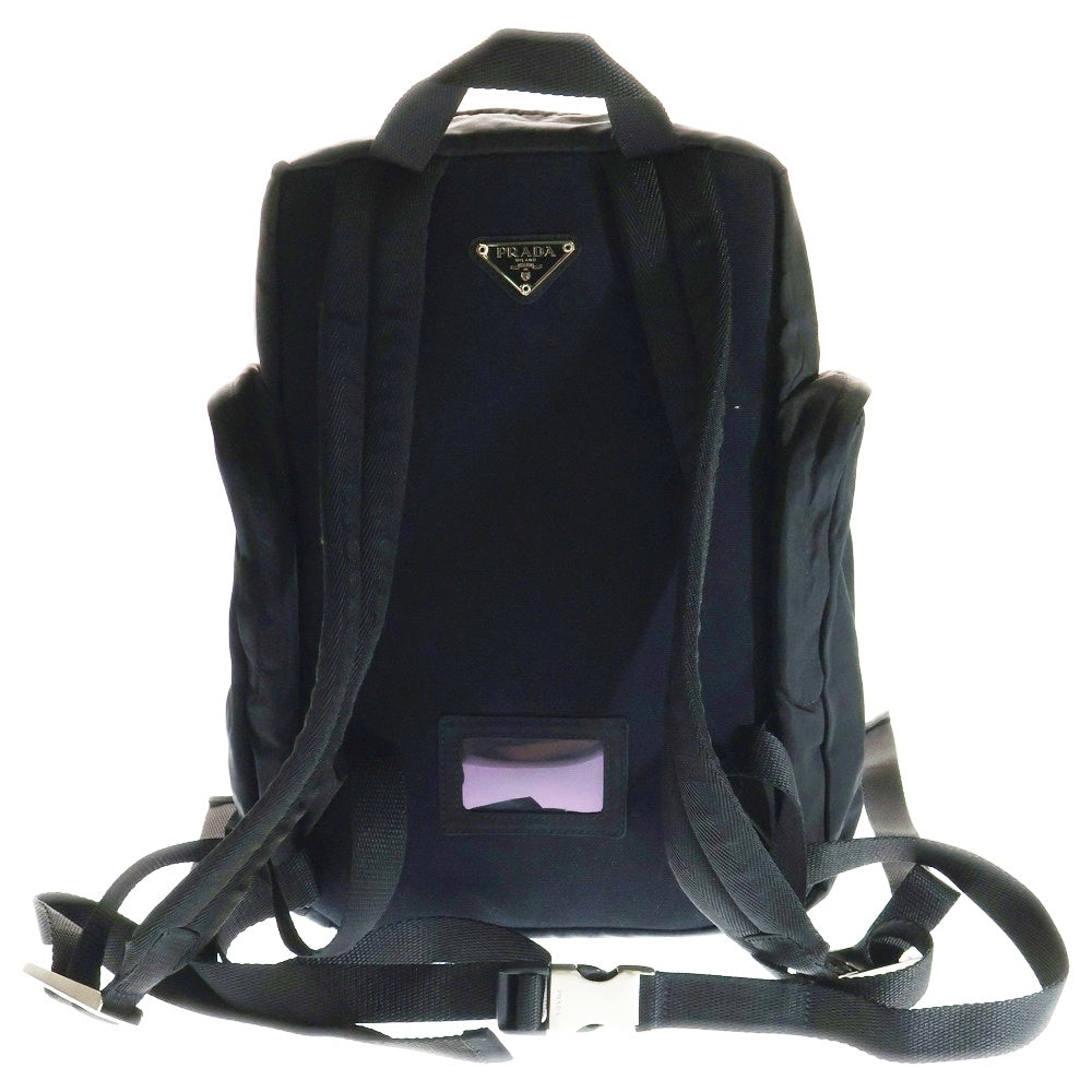 PRADA(プラダ) テスート トライアングルロゴ 三角プレート バックパック リュックサック ブラック シルバー金具 ナイロン V139