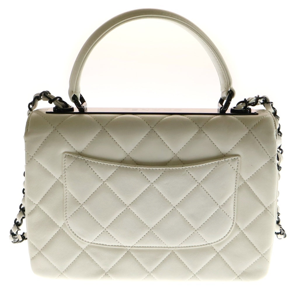 CHANEL(シャネル) トレンディCC トップハンドル 2WAY ショルダーバッグ ハンドバッグ ホワイト ラムスキン ブラック金具 A92236