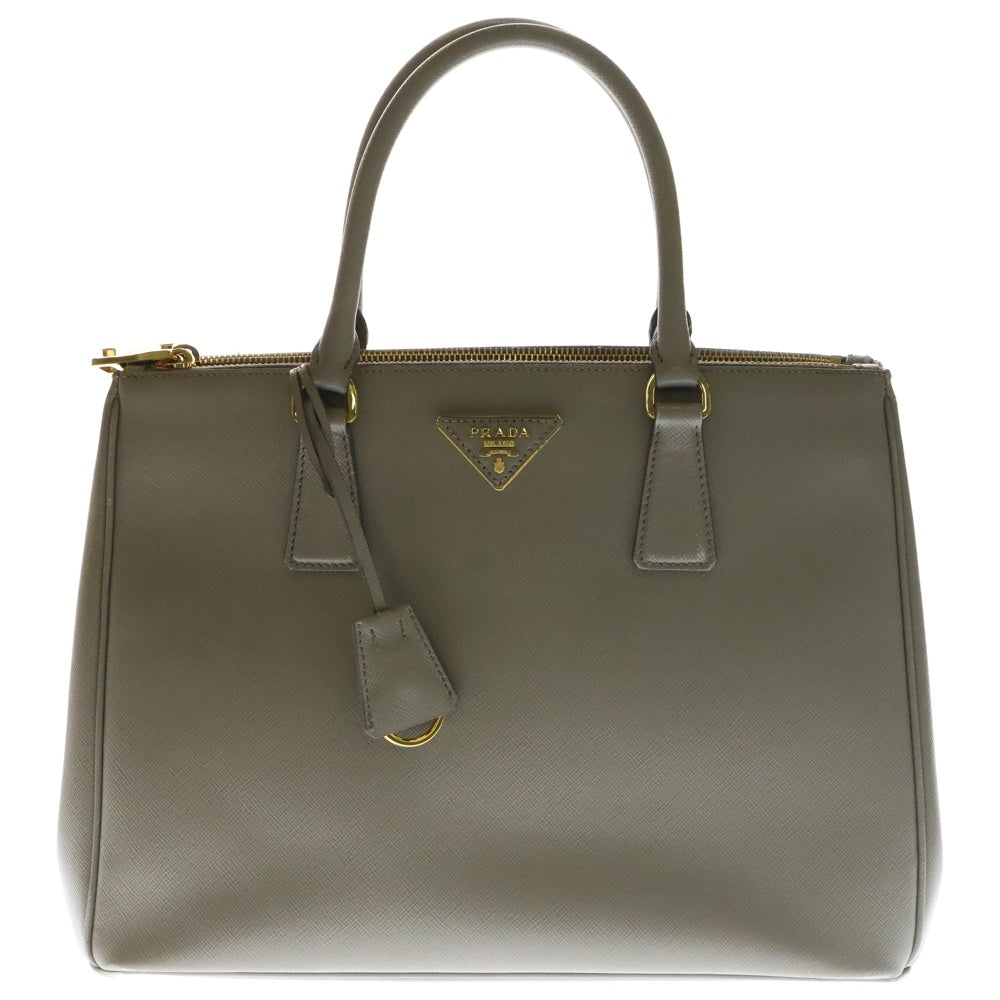 PRADA(プラダ) ガレリア 2wayショルダーバッグ ハンドバッグ グレージュ サフィアーノレザー ゴールド金具 ロゴ三角プレート 1BA274
