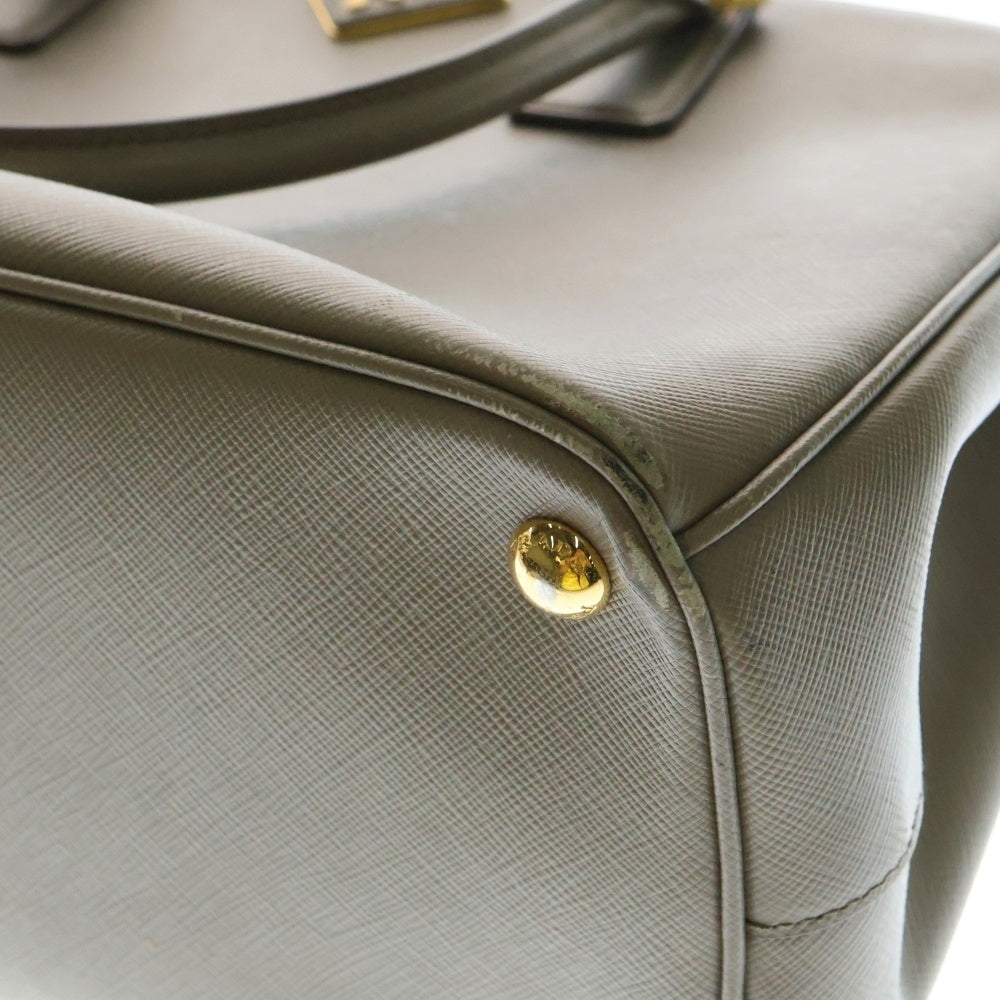 PRADA(プラダ) ガレリア 2wayショルダーバッグ ハンドバッグ グレージュ サフィアーノレザー ゴールド金具 ロゴ三角プレート 1BA274