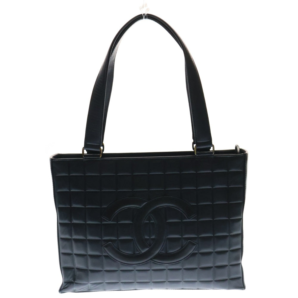 CHANEL(シャネル) チョコバー ココマーク トートバッグ ネイビー ラムスキン シルバー金具 ハンドバッグ