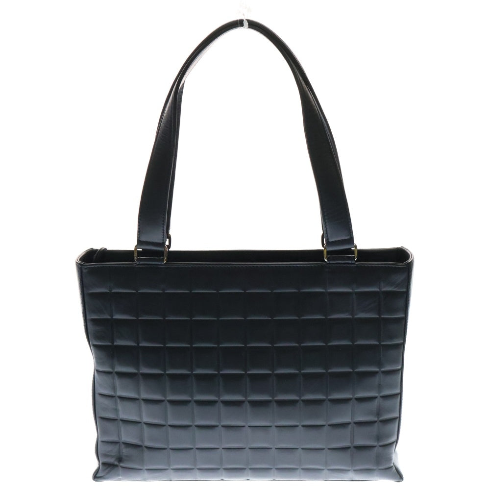 CHANEL(シャネル) チョコバー ココマーク トートバッグ ネイビー ラムスキン シルバー金具 ハンドバッグ