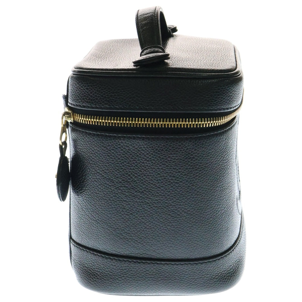 CHANEL(シャネル) ココマーク キャビアスキン バニティバッグ 化粧ポーチ ゴールド金具 ブラック A01998 6番台
