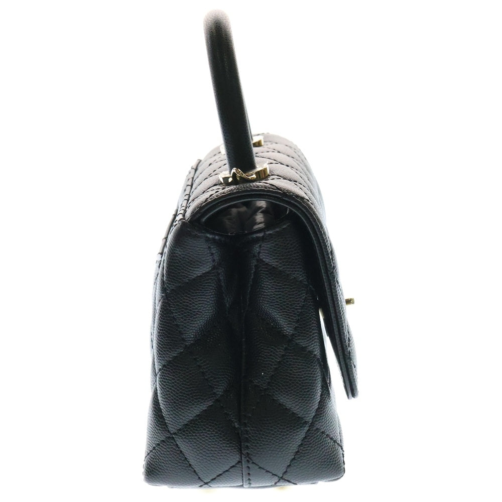 CHANEL(シャネル) ココハンドル XXS ブラック キャビアスキン ランダムプレート トップハンドル ゴールド金具 AS2215