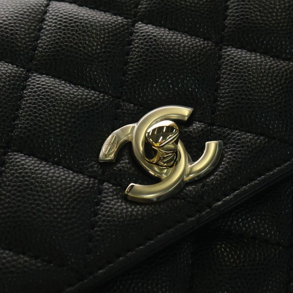 CHANEL(シャネル) ココハンドル XXS ブラック キャビアスキン ランダムプレート トップハンドル ゴールド金具 AS2215