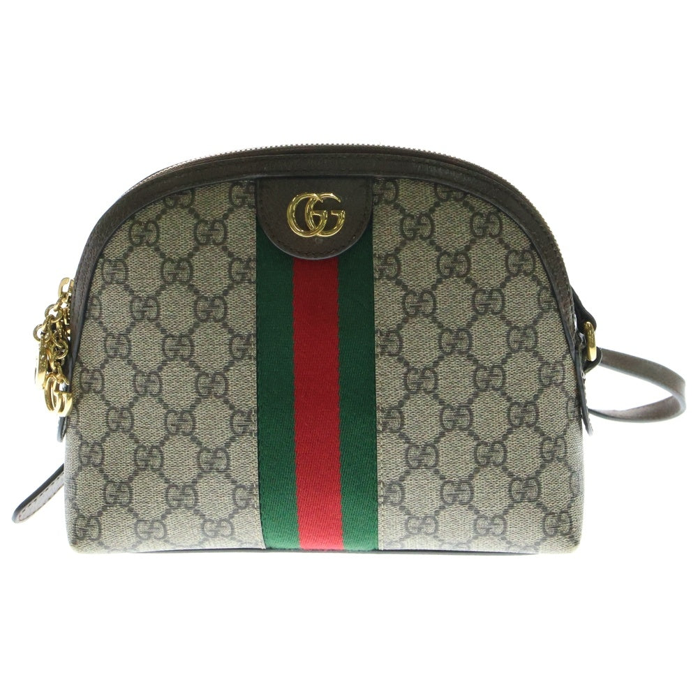GUCCI(グッチ) GGスプリーム オフィディア ショルダーバッグ ショルダーポシェット ブラウン×ベージュ ゴールド金具 レザー×PVC 499621