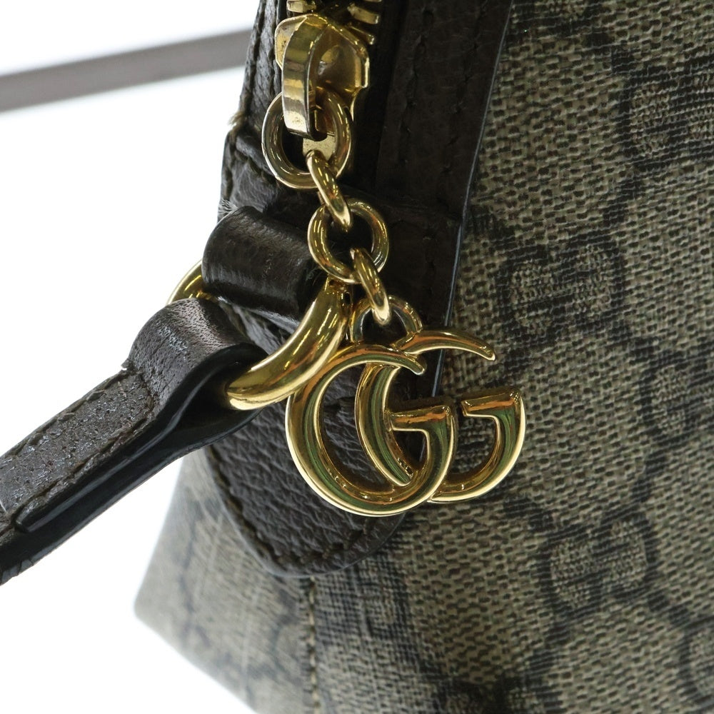 GUCCI(グッチ) GGスプリーム オフィディア ショルダーバッグ ショルダーポシェット ブラウン×ベージュ ゴールド金具 レザー×PVC 499621