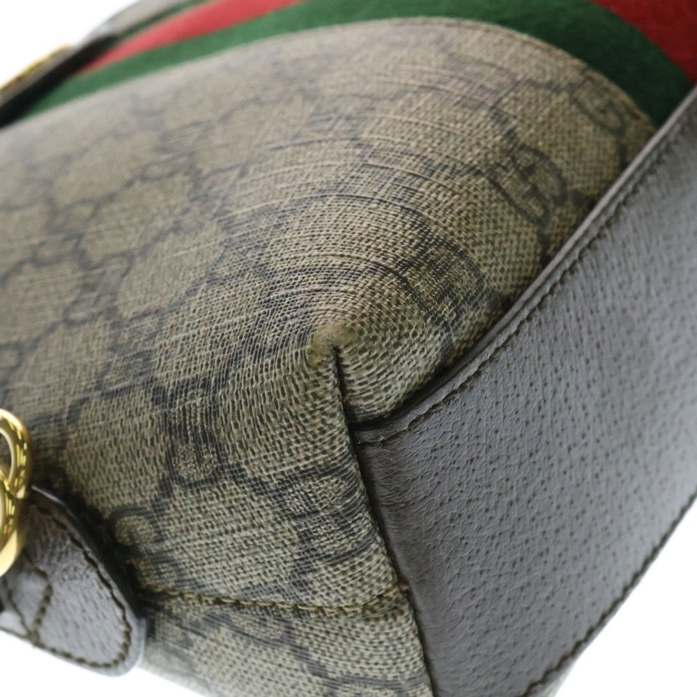 GUCCI(グッチ) GGスプリーム オフィディア ショルダーバッグ ショルダーポシェット ブラウン×ベージュ ゴールド金具 レザー×PVC 499621