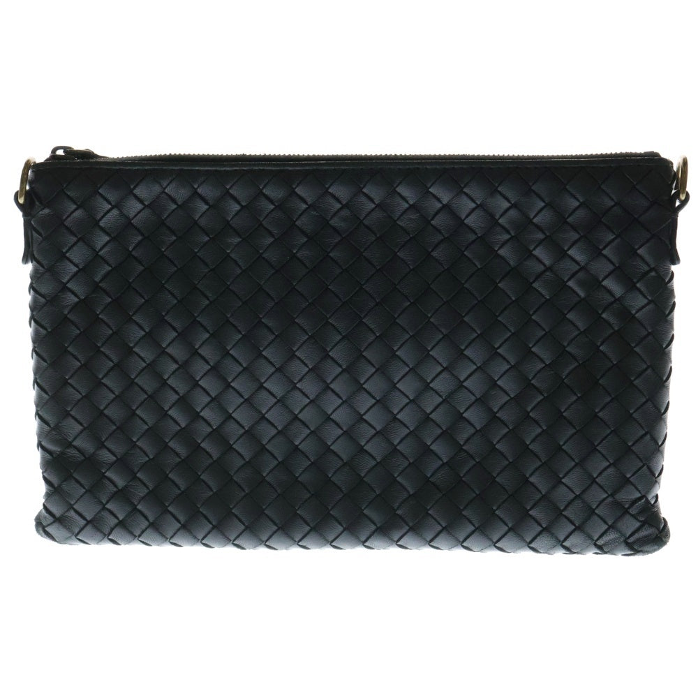BOTTEGA VENETA(ボッテガヴェネタ) イントレチャート チェーンショルダーバッグ ミニバッグ ポーチ ブラック ゴールド金具 レザー 510282