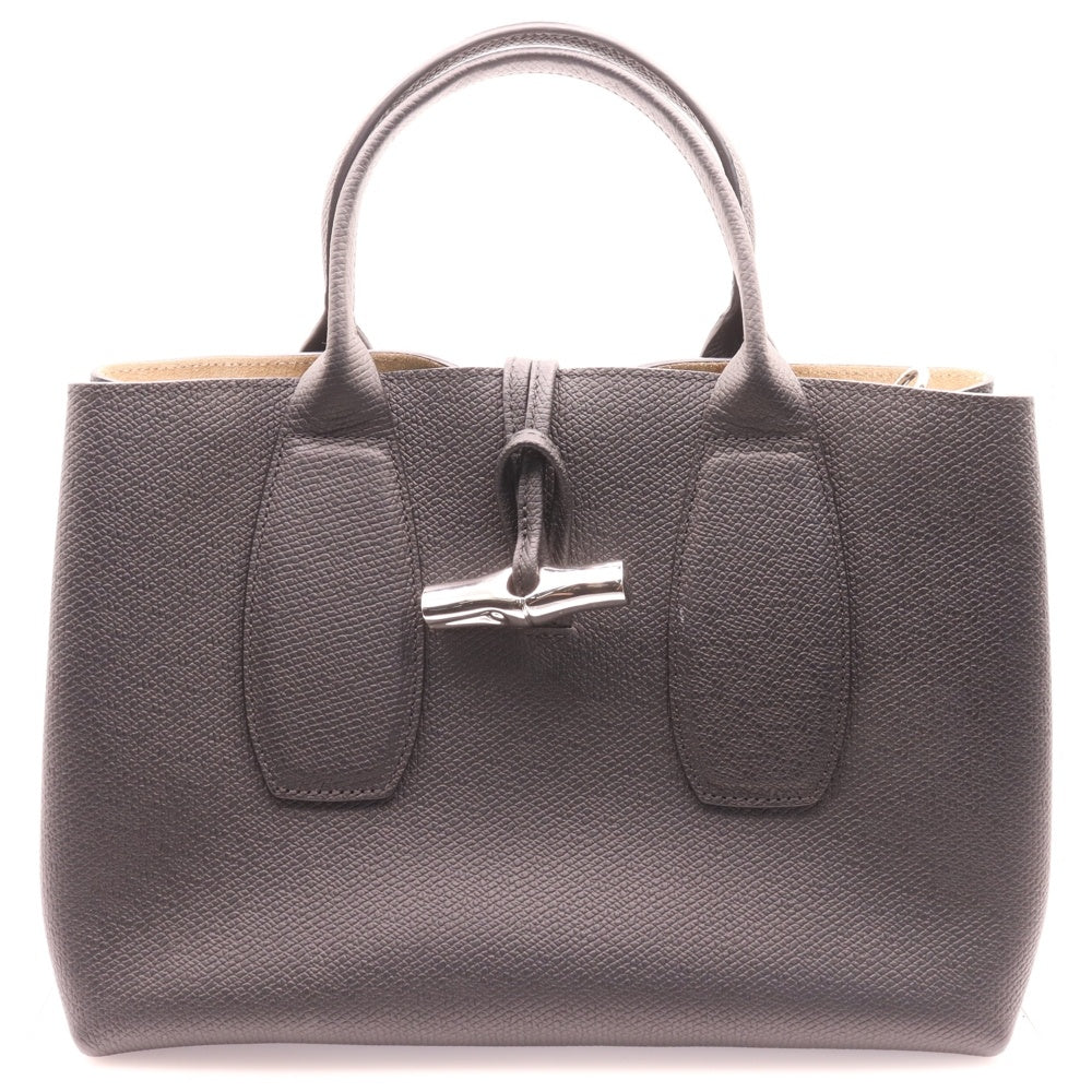 LONGCHAMP(ロンシャン) ROSEAU 2WAYバッグ ハンドバッグ ショルダーバッグ ブラック シルバー金具 レザー