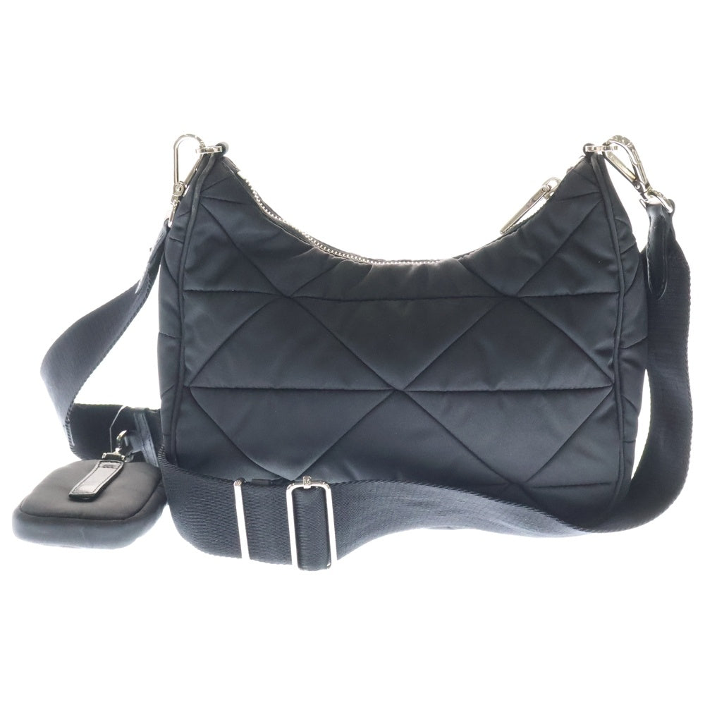 PRADA(プラダ) パデッド ショルダーバッグ ミニバッグ 三角ロゴ ブラック ナイロン シルバー金具 1BC151