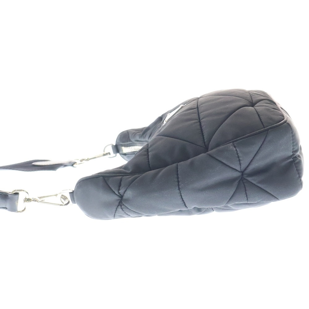 PRADA(プラダ) パデッド ショルダーバッグ ミニバッグ 三角ロゴ ブラック ナイロン シルバー金具 1BC151