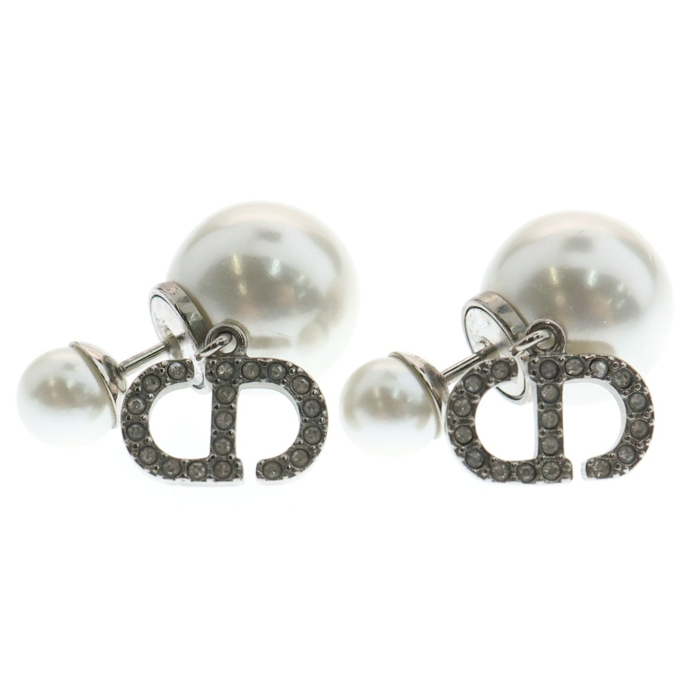 Christian Dior(クリスチャンディオール) CDシグネチャー トライバル ピアス フェイクパール ラインストーン シルバー メタル