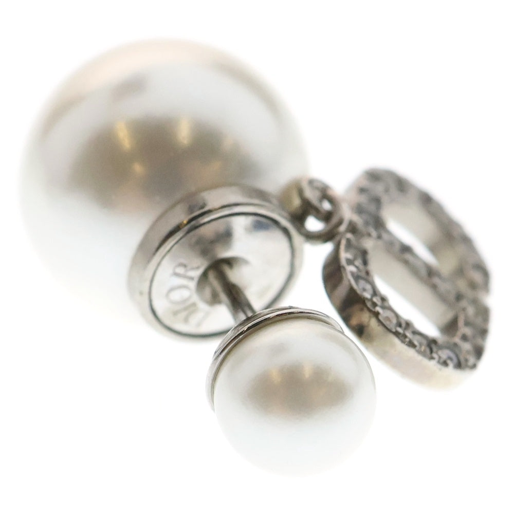 Christian Dior(クリスチャンディオール) CDシグネチャー トライバル ピアス フェイクパール ラインストーン シルバー メタル