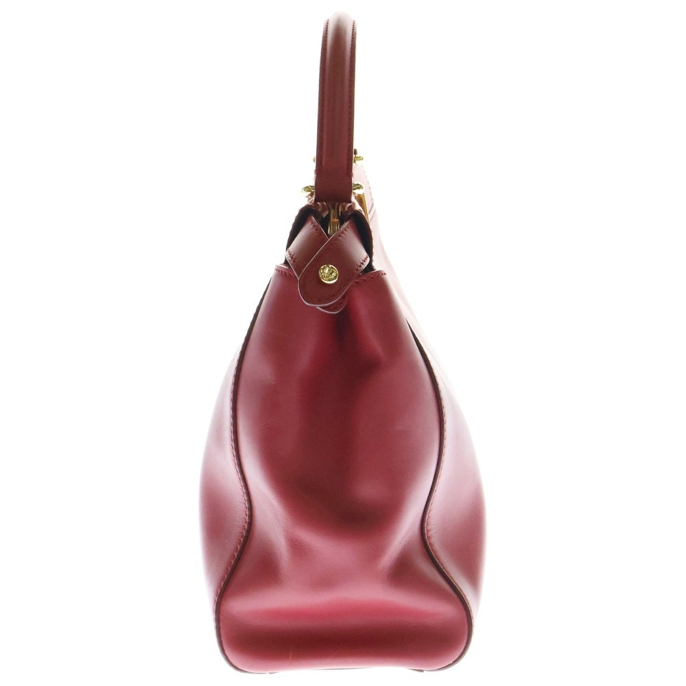 FENDI(フェンディ) Peekaboo ピーカブー セレリア ミディアム レザー ビーズドット柄 ライニング 2WAY ハンド ショルダーバッグ ゴールド金具 レッド 8BN226