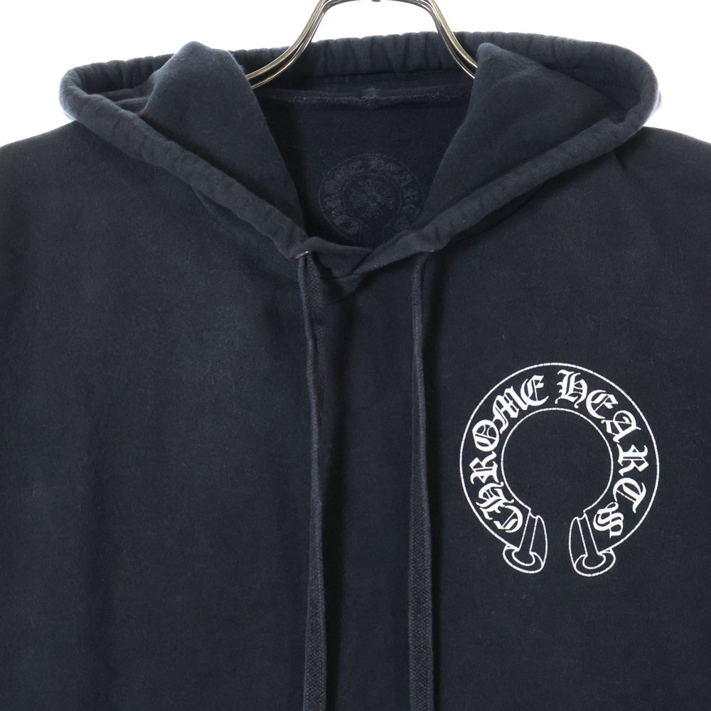 CHROME HEARTS(クロムハーツ) SWTSHRT PLVR バックホースシュー 袖フローラルクロス プルオーバーパーカー 長袖パーカー ブラック