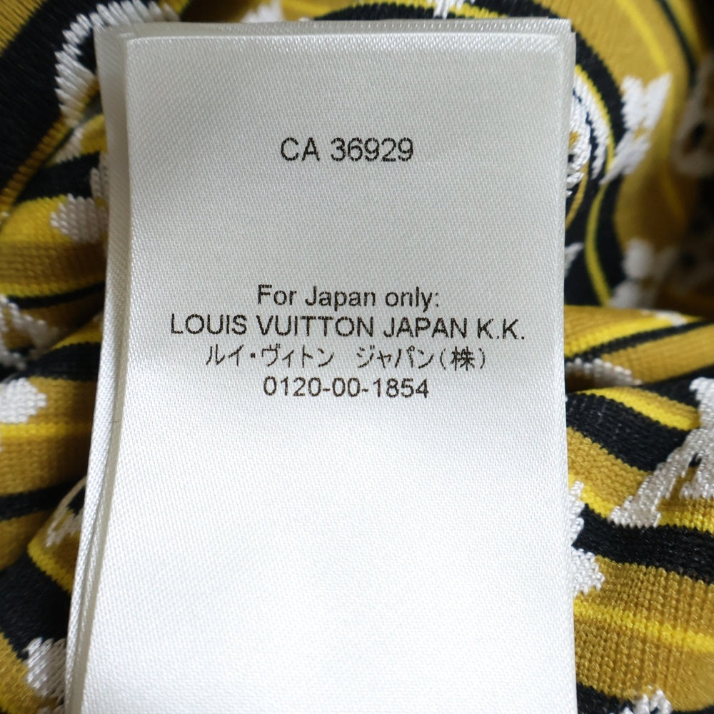 LOUIS VUITTON(ルイヴィトン) モノグラム ジャカード 総柄 シルクニット 半袖 ポロドレス ワンピース ホワイト/イエロー レディース RW231B 217 FOKD89