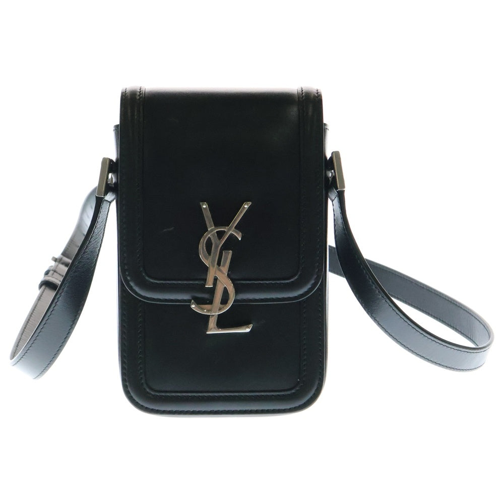 SAINT LAURENT PARIS(サンローランパリ) ソルフェリーノ ミニ ショルダーバッグ ミニバッグ フォンショルダー ブラック シルバー金具 レザー 753963