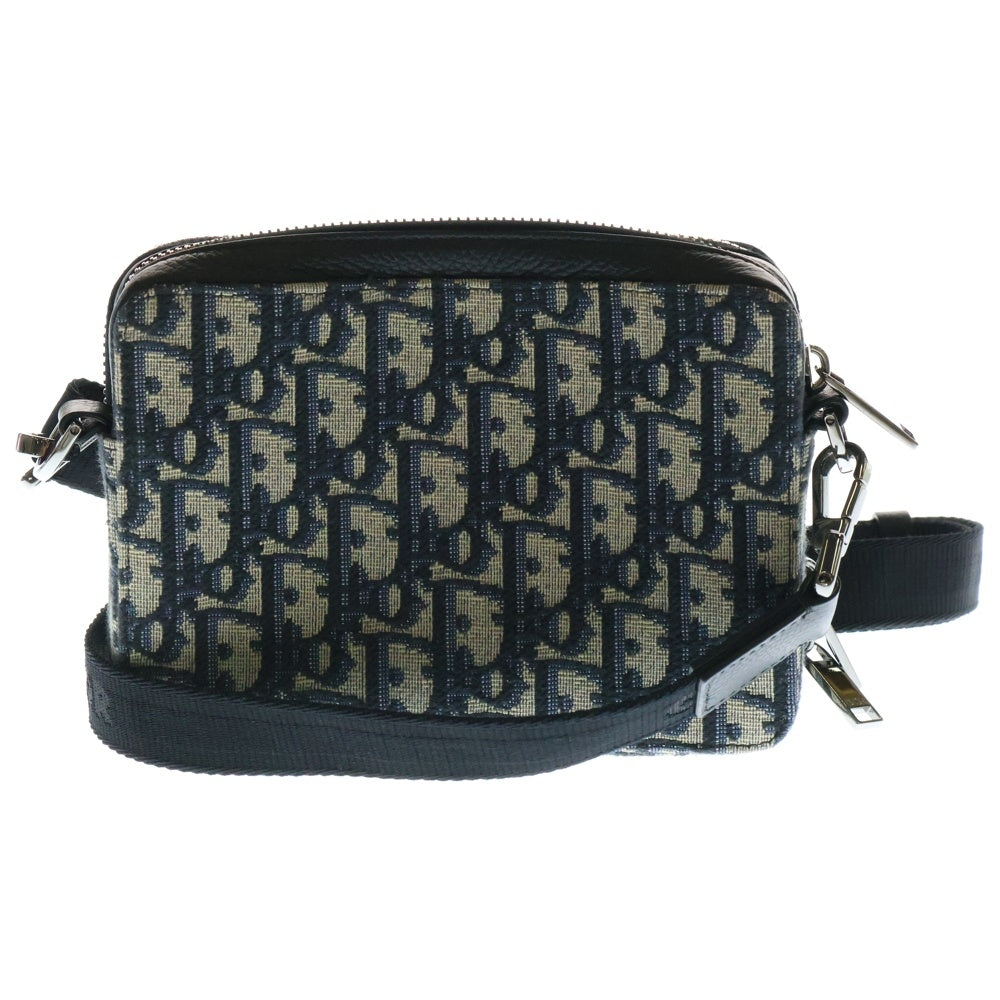 Christian Dior(クリスチャンディオール) ショルダーバッグ ストラップ ジップポーチ ネイビー ジャガード オブリーク