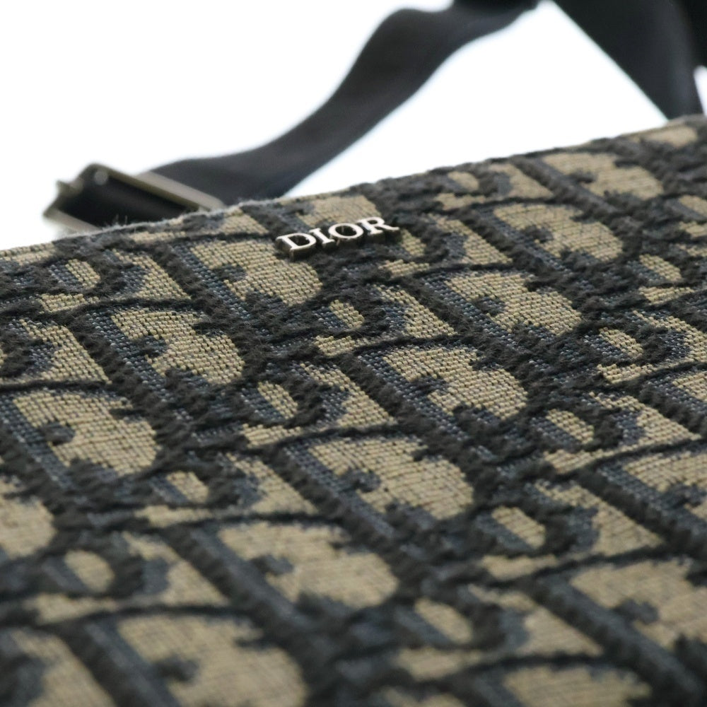 Christian Dior(クリスチャンディオール) ショルダーバッグ ストラップ ジップポーチ ネイビー ジャガード オブリーク