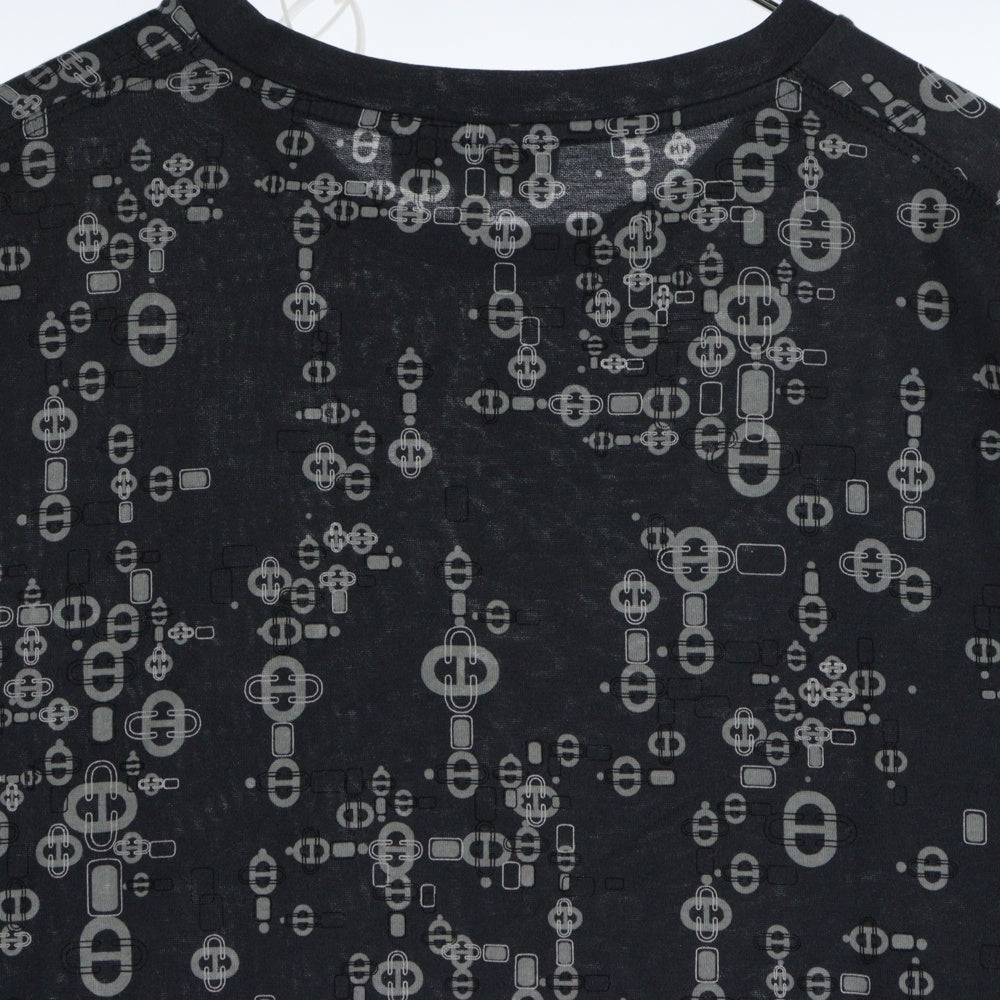 HERMES(エルメス) シェーヌダンクル 総柄プリント クルーネック 半袖Tシャツ カットソー グレー