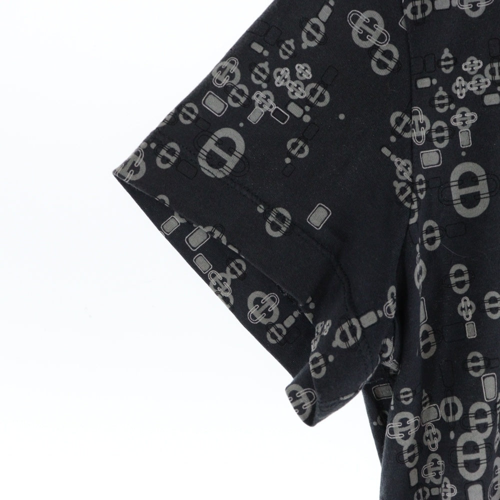 HERMES(エルメス) シェーヌダンクル 総柄プリント クルーネック 半袖Tシャツ カットソー グレー