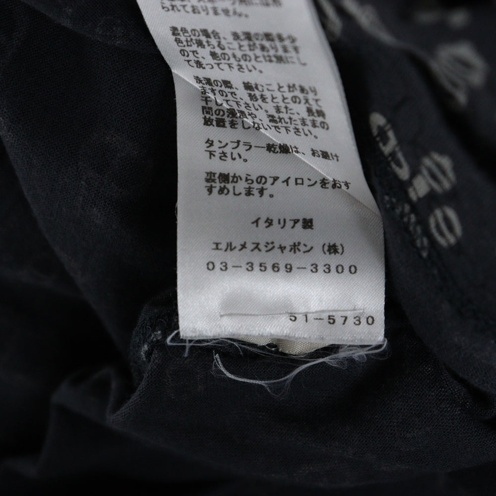 HERMES(エルメス) シェーヌダンクル 総柄プリント クルーネック 半袖Tシャツ カットソー グレー