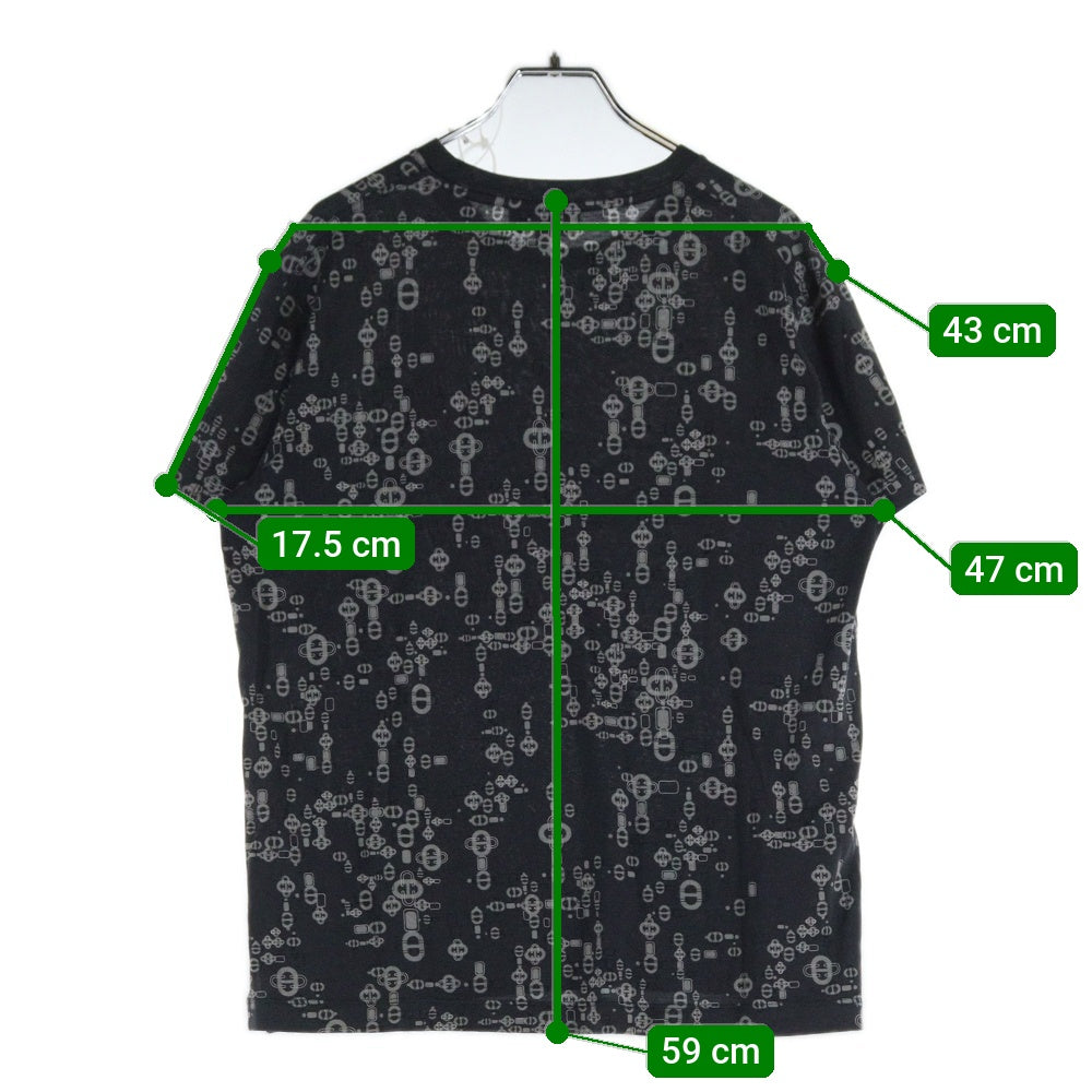HERMES(エルメス) シェーヌダンクル 総柄プリント クルーネック 半袖Tシャツ カットソー グレー