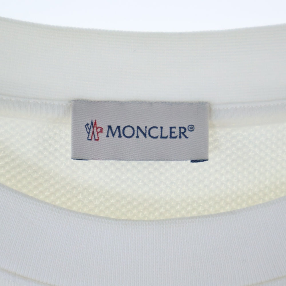 MONCLER(モンクレール) 23AW LOGO EMBELLISHED SWEATSHIRT I20938G00053 ロゴエンブロイダリー クルーネック スウェットシャツ トレーナー ホワイト