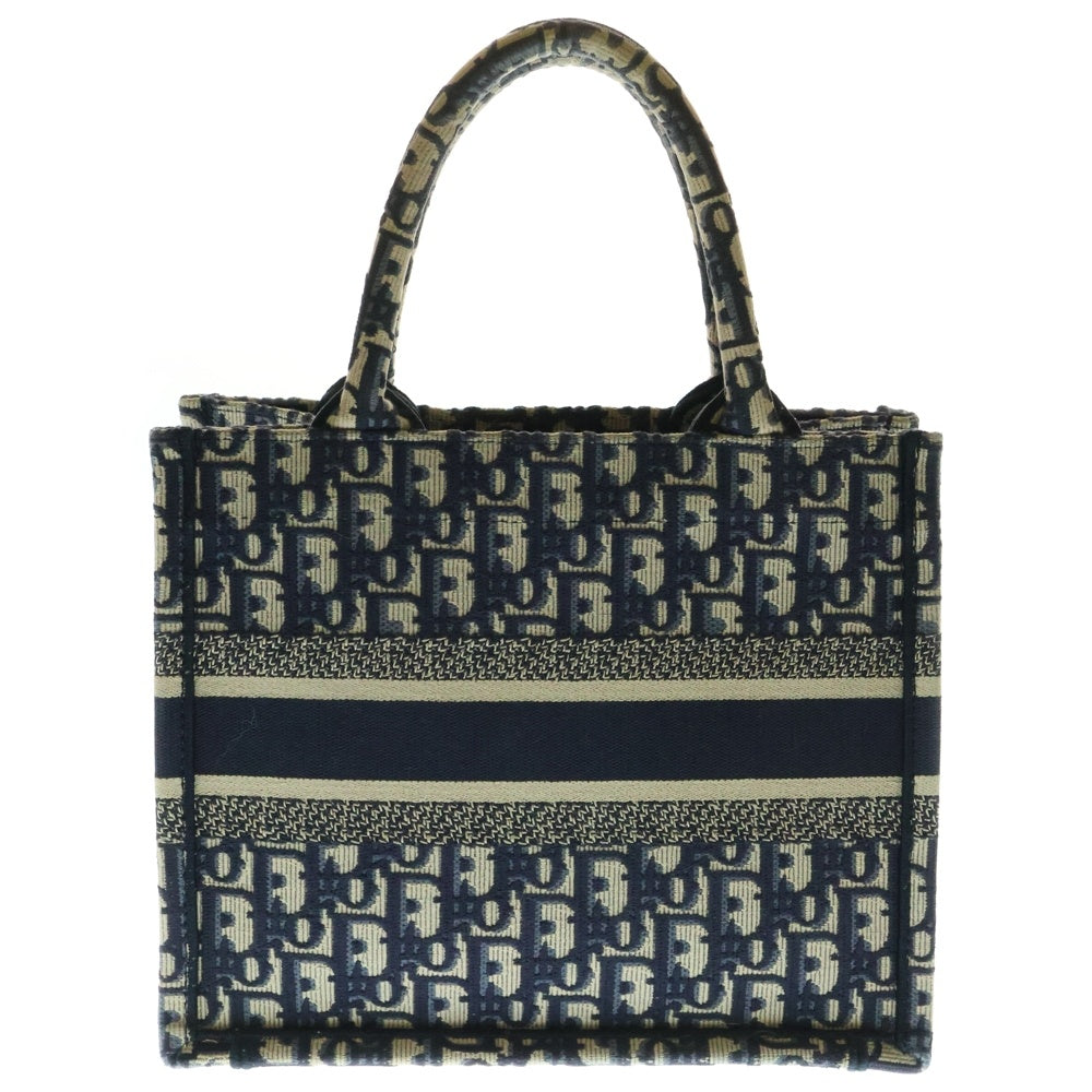 Christian Dior(クリスチャンディオール) BOOK TOTE SMALL ブックトート オブリーク柄キャンバスハンドバッグ ネイビー/ベージュ スモール レディース