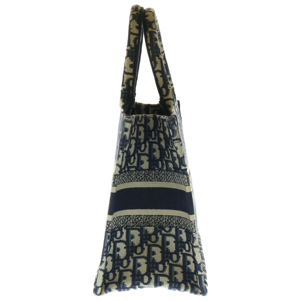 Christian Dior(クリスチャンディオール) BOOK TOTE SMALL ブックトート オブリーク柄キャンバスハンドバッグ ネイビー/ベージュ スモール レディース