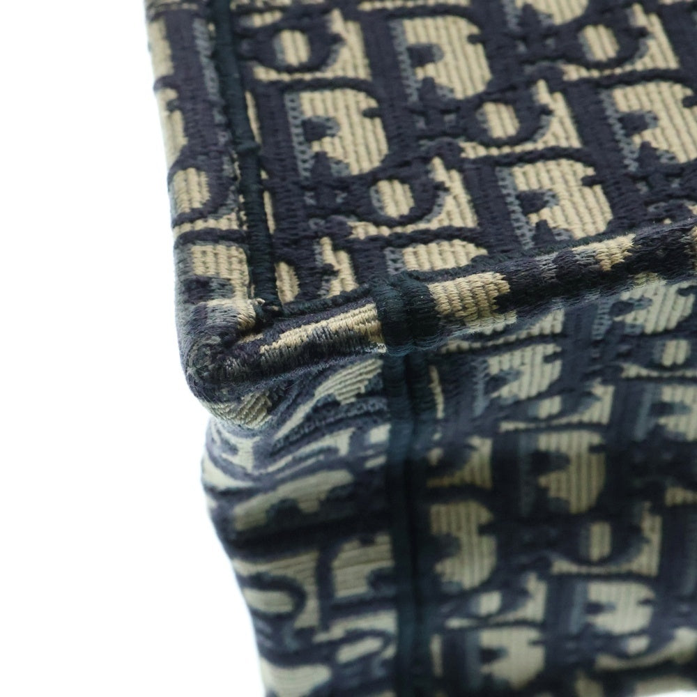 Christian Dior(クリスチャンディオール) BOOK TOTE SMALL ブックトート オブリーク柄キャンバスハンドバッグ ネイビー/ベージュ スモール レディース