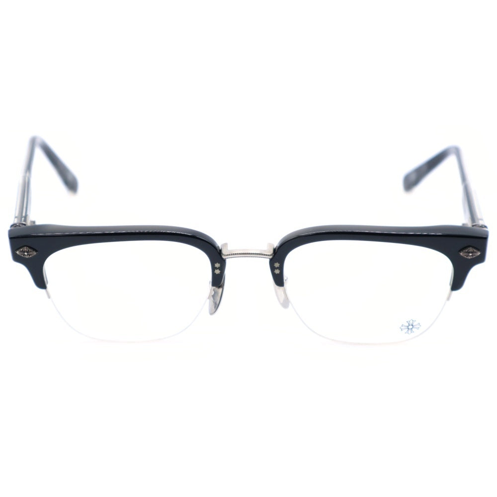 CHROME HEARTS(クロムハーツ) NEENERS トップリム クロス クリアレンズ メガネ 眼鏡 アイウェア ブラック/シルバー